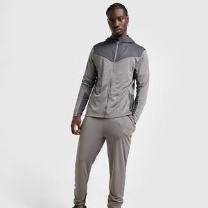Ensemble de survêtement unisexe personnalisable en coton 100% gris, vêtements de sport, streetwear, à capuche, fabricants en gros - Product Image 1