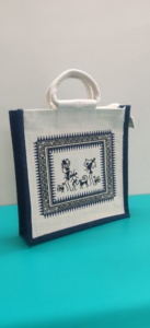 Eco Friendly <b>Large</b> Dual Shoulder Strap Burlap Jute Shopping Tote Beach <b>Bag</b> Custom Printed Plain Design Natural Style - Product Image 2