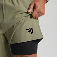 Short de gymnastique à séchage rapide de haute qualité pour hommes Short de sport d'été en coton 2-en-1 motif de style de compression extensible de grande taille