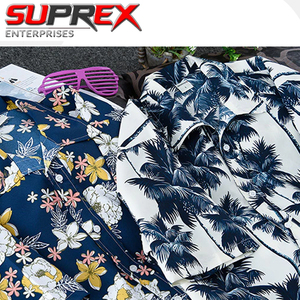 Chemise décontractée légère pour homme à manches courtes, coupe ample, en sergé tricoté, à double boutonnage, imprimé floral hawaïen tropical, idéale pour l'été et la plage - Product Image 3