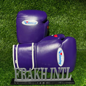 Compétition professionnelle combat violet diable oeil gagnant sangle gants de boxe en cuir de vachette Logo personnalisé gants de boxe gagnants - Product Image 1