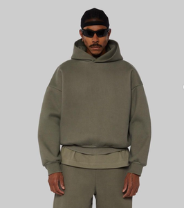 Sweat-shirt à capuche en coton épais avec logo personnalisé Ensemble de survêtements et sweats à capuche en éponge française en tissu épais 500gsm - Product Image 1