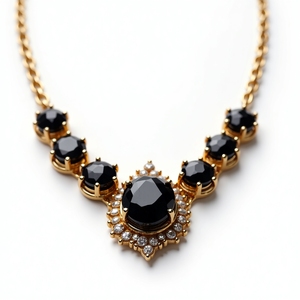 Oolim สร้อยคอชุบทอง18K จี้หินสีดำรูปวงรีสร้อยคอโซ่ประดับอัญมณีที่ไม่ทำให้เสื่อมเสีย - Product Image 4