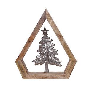 Arbre de Noël en aluminium Finition argentée sur socle en bois Artisanat en métal fait à la main Table de Noël en aluminium Décoratif - Product Image 5