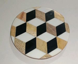 Planche à fromage créative en bois d'acacia et marbre Planche à découper durable avec logo personnalisé en forme de rectangle - Product Image 2