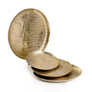 Juego de 3 bandejas de aluminio de color dorado para servir, para bodas, Ramadán, Eid, dulces de chocolate, frutas, regalo de boda - Product Image 2