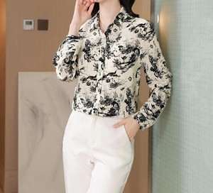 Camisas de mujer al por mayor con estilo informal camisa impresa en 3D de tendencia superior camisas de cuello vuelto de alta calidad - Product Image 4