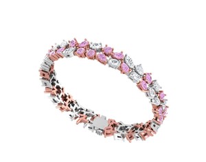 SPJ สร้อยข้อมือเทนนิสสำหรับผู้หญิงสีชมพู S925เงินปรับได้ประดับด้วยเพทายเม็ดเพชรเย็นสีขาวทองโซ่ดีเครื่องประดับสำหรับงานเลี้ยง - Product Image 1