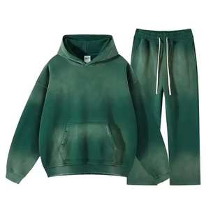 ชุดสตรีทแวร์ ซันเฟดวอช ไซส์พลัส เสื้อฮู้ดดี้แบบสวม กางเกงวอร์ม ชุดแทรคสูท ฤดูหนาว ลายพิมพ์เรียบ สไตล์หลวม - Product Image 3