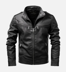 Stylish <b>Black</b> Winter Men's Leather Jacket <b>in</b> <b>All</b> Sizes with Custom Logo and Zipper Private Label - Product Image 5