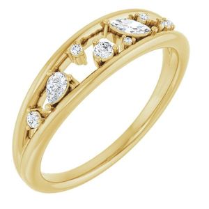 Anillo Stuller de Oro Blanco de 14K con Espacio Negativo 124185:601P, Incrustaciones de Zirconia con Corte Marquesa Ovalado y Patrón Geométrico para Compromiso - Product Image 1