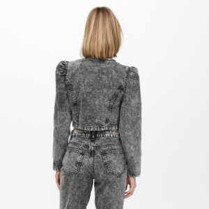 Chaqueta vaquera de moda 2025 para mujer, chaqueta vaquera corta de Color lavado, chaqueta vaquera gruesa cálida de Invierno para mujer - Product Image 2