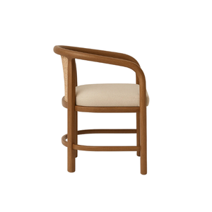 Chaise de salle à manger en teck massif minimaliste moderne avec cadre incurvé et coussin d'assise pour appartement, café, restaurant, hôtel - Product Image 4