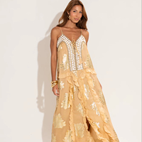 Robe longue sexy pour femmes, robe brodée, dos nu, à lacets, sans manches, nouvelle collection 2026, vêtements ethniques traditionnels