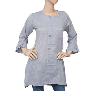Chemise décontractée en coton mélangé imprimé pour femme Chase Value - Bleu clair - Product Image 4