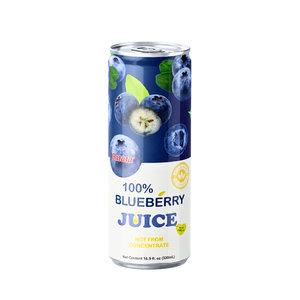 Jugo de Arándanos Premium OEM/ODM 330ml en Lata Esterilizada, Venta al Por Mayor, Alta Calidad, Bebida Natural Antioxidante de Fruta Real - Product Image 1