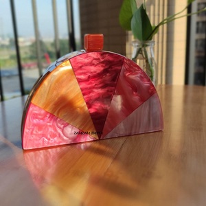 2025 New Arrival Acrylic Resin Clutch Purse Semicircle Colorful Women's Evening <b>Bag</b> for Weddings Party <b>Prom</b> by ZAM ZAM IMPEX - Product Image 2