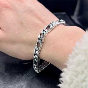 Handmade Sterling Silver Men's Cuban Link Chain <b>Bracelet</b> with Diamond Bold Masculine Jewelry Gift for Anniversary - Product Image 1