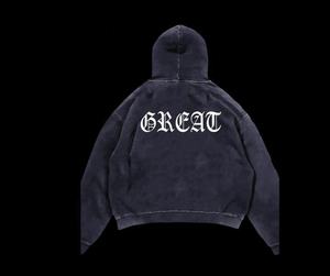 Sudadera con capucha de color personalizado, cómoda, con efecto acid wash para hombre, de algodón sostenible, mezcla antiarrugas. - Product Image 5