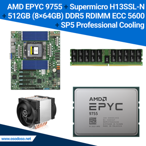 Conjunto AMD EPYC 9755 + Supermicro H13SSL-N 256GB/512GB DDR5 RDIMM ECC - Product Image 2