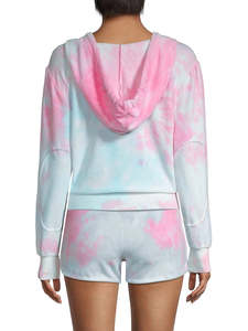 Y2K Style Coton Polyester Crop Top À Capuche Long Tie-Dye Design avec Techniques Brodées Lavées Saison D'hiver Col À Capuche - Product Image 5