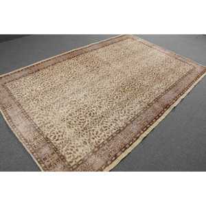 Tapis turc vintage 5,9x9,2 pieds, tapis marron à pois - Product Image 4