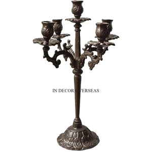 <b>Black</b> Color Powder Coated Superior Quality Metal 5 Arms <b>Candelabra</b> With Cysrtal Beaded Unique Designer Wedding Decor Supplies - Product Image 5