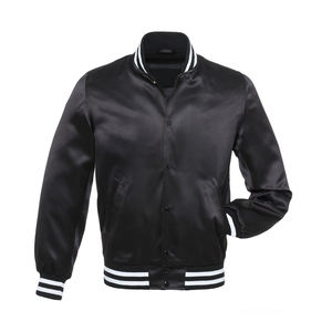 Chaqueta Bomber de satén inspirada en el arte con bordado artesanal y rayas Vintage para una personalidad audaz y borde hecho en Pakistán - Product Image 1