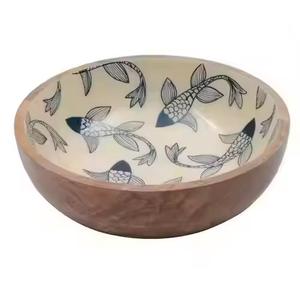 Eco-Friendly Enamel Handcrafted Wooden Soup Bowl Custom Natural <b>Tableware</b> Party Modern Indian Design by Lodi Impex High Quality - Product Image 2