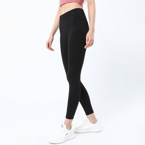 Collants de sport double face taille haute pour femmes Scrunch Butt Pantalon de yoga pour la course à pied Fitness Leggings à motif solide Section mince - Product Image 1