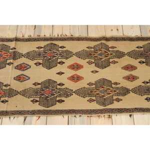 Tapis vintage 2x15,7 pi (62x480 cm), tapis turc à carreaux marron - Product Image 2