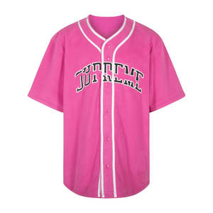 Camiseta de béisbol sólida con sublimación personalizada 2025, 100% de poliéster, de secado rápido, que absorbe la humedad, transpirable, rosa, suave, camiseta personalizada - Product Image 1