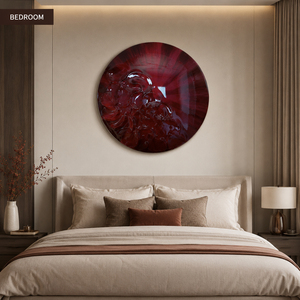 Luxury Burgundy Floral Epoxy Resin Wall Art Round High Gloss 3D Textured Wall Sculpture <b>for</b> Bedroom Hotel Home Artwork - Product Image 1