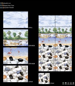 กระเบื้องเซรามิกสี่เหลี่ยมขนาด 300x450 มม. คุณภาพพรีเมียม ทนทาน ผิวมันเงา ขัดเงา สำหรับผนังภายใน ลายแบบดั้งเดิม เคลือบสีเมทัลลิก - Product Image 4