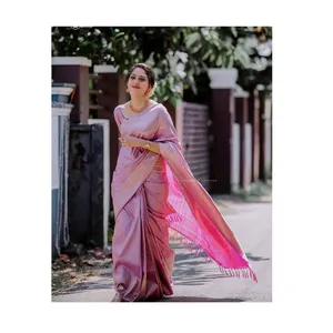 Шелковые жаккардовые Сари Banarasi с блузкой, женская одежда, женская одежда для вечеринки, фестиваля, повседневная одежда, Мягкое хлопковое Шелковое Сари, оптовая продажа, низкая цена