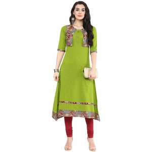 Innovative Floral A-Line <b>Kurta</b> for <b>Women</b> Elegant Green Floral Print Blouse Design - Product Image 2
