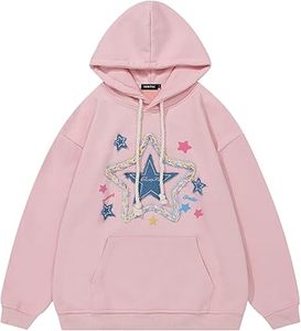 Unisex personalizado para hombre de peso pesado pulóver Sudadera con capucha Vintage Denim estrella apliques bordado 100% algodón ropa de calle de gran tamaño al por mayor - Product Image 4