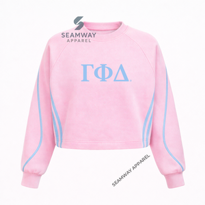 Sweat-shirt décontracté en coton pour femme Gamma Phi Gelta Sorority, pull à col rond brodé en jersey tricoté - Product Image 1