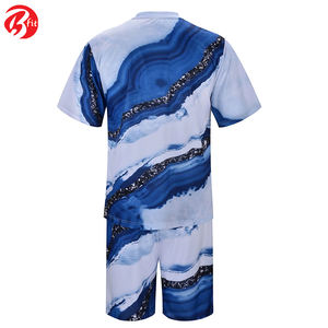 Ensemble de shorts d'été pour hommes stylés High Street Confortable Respirant Manches courtes Imprimé Design Plus Size pour l'automne - Product Image 2