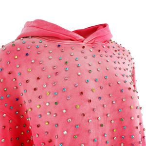 Sudadera con capucha Rosa degradada de alta calidad personalizable al por mayor decoración de pedrería brillante sudadera de moda sudaderas con capucha unisex - Product Image 4