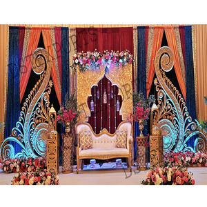 Escenario Sangeet con tema Paisley elegante para boda telón de fondo colorido con accesorios Paisley decoración de escenario perfecta para noche Mehendi - Product Image 1