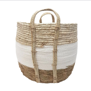 Panier décoratif en cosse de maïs fait à la main en matériaux naturels Panier de rangement Eco Sustainable Vente en gros du Vietnam - Product Image 1