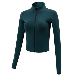 Wholesale Women Sports <b>Jacket</b> Skin Friendly Long Sleeve Front Zipper Slim Fit Breathable Eco-Friendly <b>Workout</b> Fitness Gym Yoga - Product Image 5