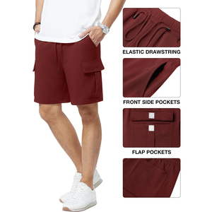 2025, venta al por mayor, pantalones cortos Cargo sólidos para hombre, cintura elástica, bolsillo para correr informal, logotipo personalizado, algodón, estilo callejero, transpirable, rápido - Product Image 6