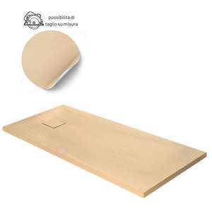 Receveur de douche en marbre et résine d'orme beige 4 cm Hauteur IX Boîte de douche 120x70xh4 cm Pack 1-Accessoire pour salle de douche - Product Image 6