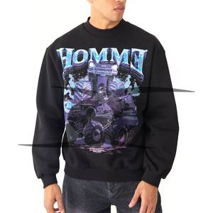 Sudadera holgada de fibra de algodón 100% para hombre, jersey de manga larga con cuello redondo, sudaderas estampadas sólidas de lana de algodón térmico de invierno - Product Image 1