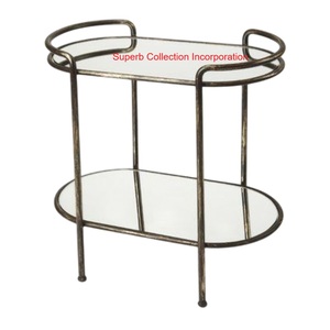 Chariot de bar en métal et verre doré à roulettes Chariot de service roulant moderne pour la maison, la salle à manger et les fêtes au prix de gros - Product Image 4