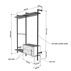 Organizador de Ropa de Tela Flexible de Dos Niveles con Estructura de Madera de Caucho y Hierro para Tiendas y Salas de Estar - Product Image 5