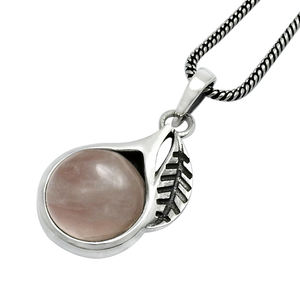 Vente chaude 925 pendentif en argent Sterling massif est livré avec coupe ronde Quartz Rose naturel pierres précieuses en gros Boho bijoux pour les femmes - Product Image 1