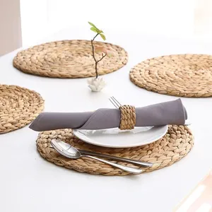 Basic Design Water Hyacinth Boho Style Wicker Placemats Natural Water Hyacinth Coasters <b>Table</b> <b>Mats</b> Wholesale - Product Image 6